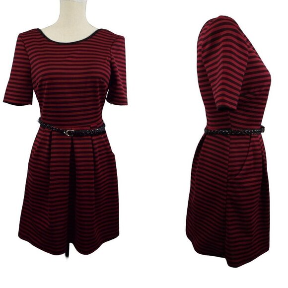 Speechless Women's Red & Black Belted Waist Dress - Size  Small - Picture 1 of 12